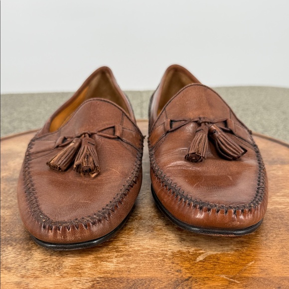 Johnston & Murphy Shoes Mens 8M Brown Leather Tassel Slip On Loafers - Picture 2 of 13